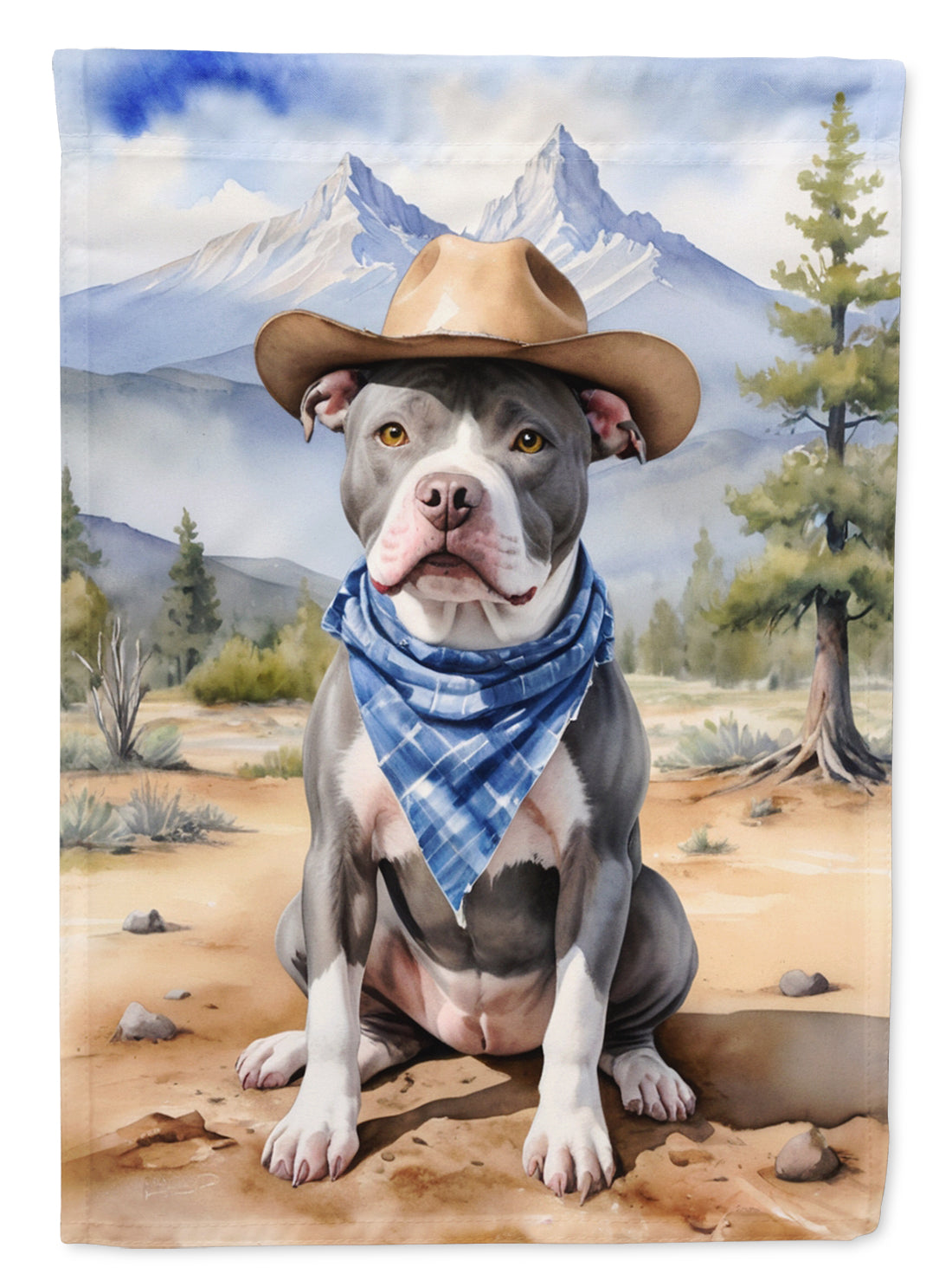 Pit Bull Terrier Cowboy Welcome Garden Flag
